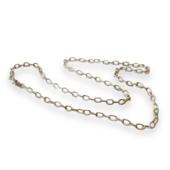 Vintage 1990s, Basic Silver Plated Trace Chain Link Charm Chain Necklace, 24” - Picture 4 of 4